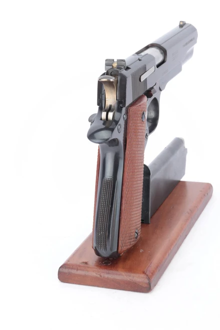 1973 Star Model B Super 9mm - rear view of grip, hammer and rear sight