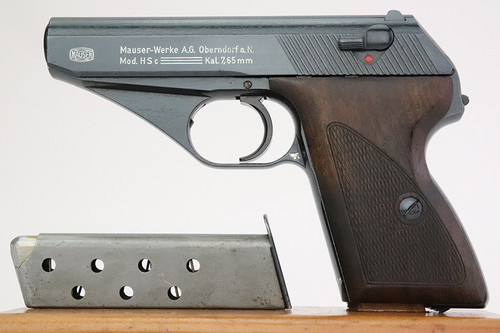 1944 Police Eagle/L Mauser HSc 7.65mm pistol - left side view with magazine