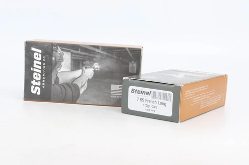 French SACM Mle 1935A 7.65 French Long pistol - two boxes of Steinel 7.65 French Long ammo