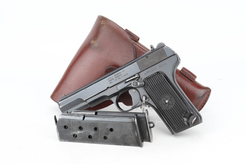 1953 Romanian Cugir TTC Tokarev 7.62x25 pistol - shown with original holster and two magazines
