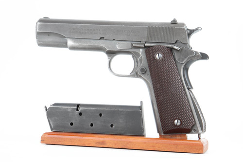 Scarce 1942 Colt Model 1911A1 WB inspector 808106 side view with magazine