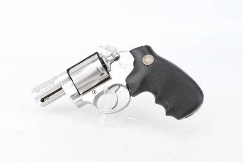 Left side of stainless Colt Magnum Carry revolver