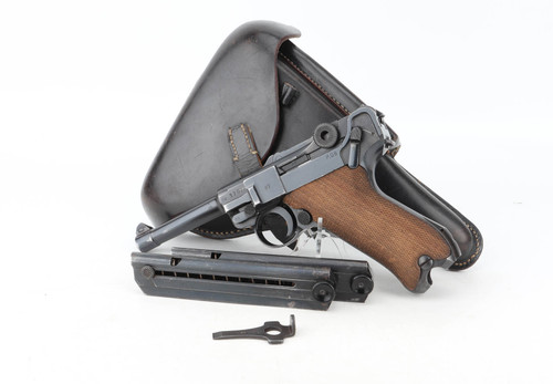 Rare 41/42 code Ku Mauser Luger rig with 1941 holster and Black Widow magazine