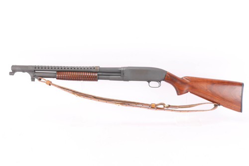 1923 Winchester Model 12 faux trench gun 12 gauge - left side view with leather sling
