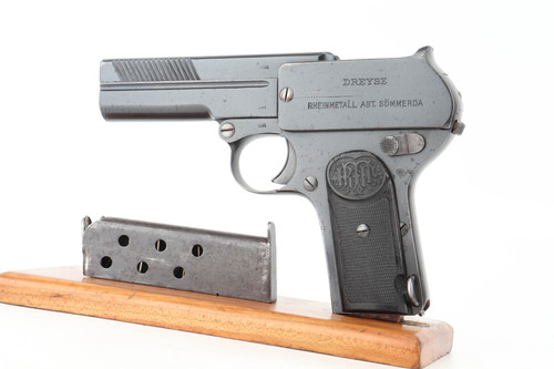 Left side of commercial Dreyse Model 1907 .32 ACP with magazine