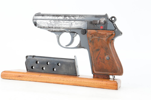 Left side of muzzle-numbered SS contract Walther PPK with magazine