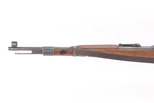Post-WW2 Yugo M98/48 Mauser 8mm rifle - left side barrel, front band and muzzle
