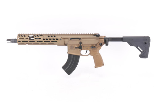 Sig Sauer MCX SPEAR SBR 7.62x39 Coyote Brown - left side view with 30-round magazine
