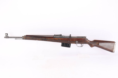 1945 Berlin Lubecker qve K.43 8mm rifle - left side view with leather sling and magazine