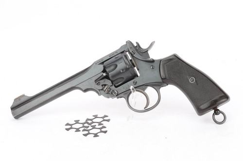 Scarce 1916 Royal Navy Contract Webley Mk VI Revolver - .45 ACP - left side with moon clips