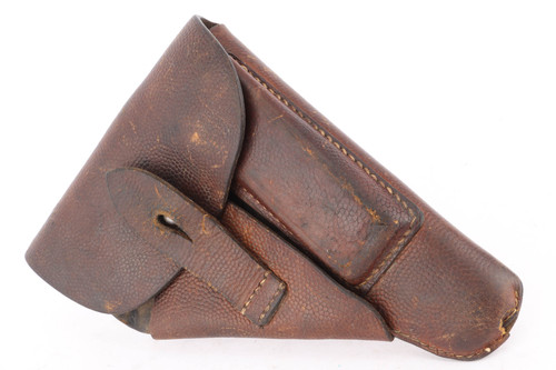 1943 Richard Ehrhardt 7.65mm pigskin holster - front view with flap closed and magazine pouch