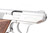 Stainless Walther TPH .22 LR pistol with box - right side slide markings close-up