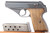 1943 Mauser HSC 7.65mm pistol - left side view with wood grips and magazine
