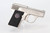 Nickel engraved Walther Model 9 6.35mm - right side profile showing engraved slide