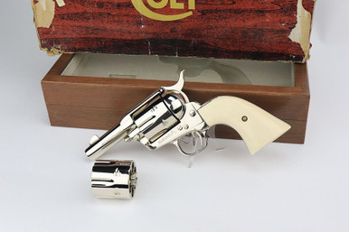 Rare, ANIB Colt Sheriff's Model Revolver - Factory Nickel, Ivory Grips