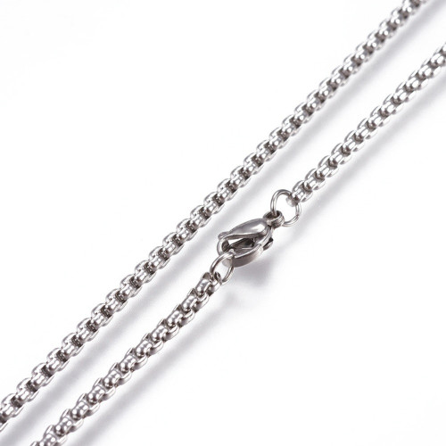 Box Chain 50cm Stainless Steel Necklace with lobster claw fastening