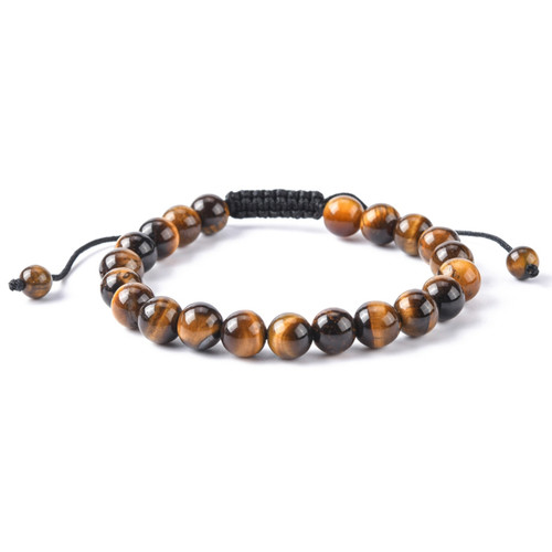 Tiger Eye 8mm Bead Braided Bracelet - on a white background
