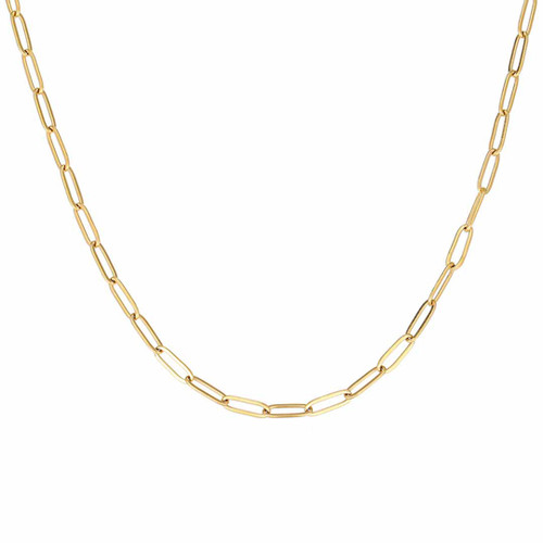Amalfi 18K Gold Plated Paperclip Chain 45cm Necklace on white background