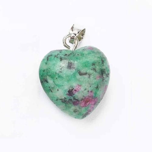 Ruby Zoisite 18mm Puff Heart Pendant on white background