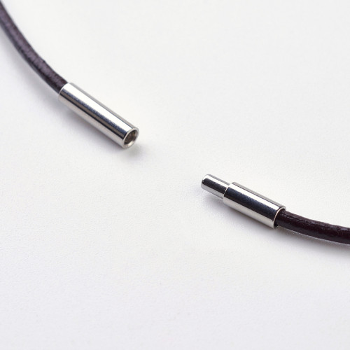 2mm Brown Cowhide Leather 40cm Necklace