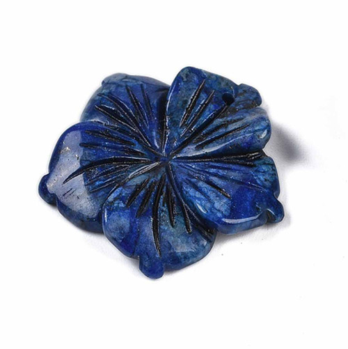 Sodalite Peach Blossom 40mm Crystal Flower Pendant on a white background