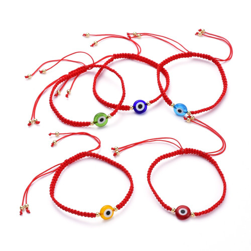 Lampwork Evil Eye Red Cord Bracelets on white background