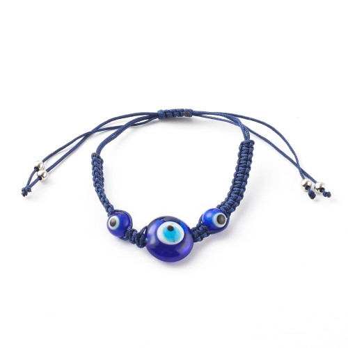 Lampwork Evil Eye Cord Bracelet on white background Lampwork Evil Eye Cord Bracelet on white background