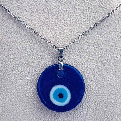 Evil Eye 30mm Lampwork Glass Disc Pendant