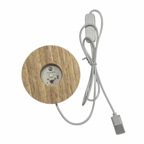 Wood LED Light Display Stand with USB Cord on white background