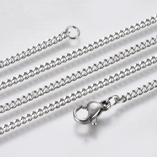 Stainless Steel Diamond Cut Curb Chain with Lobster Claw fastening