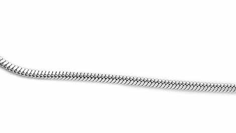 Close-up section of a Snake Chain Stainless Steel Necklace on white background