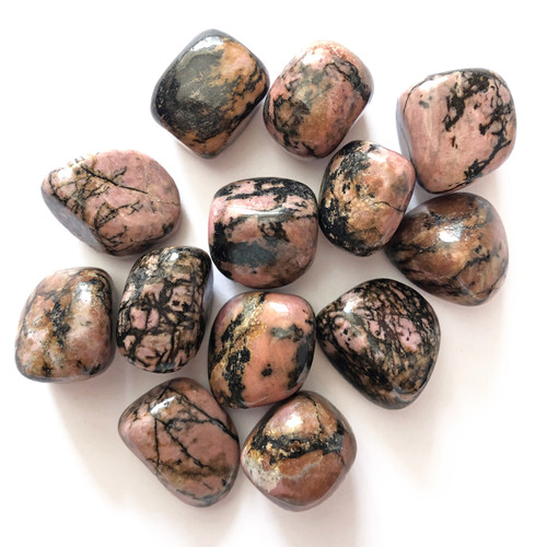 Black Veined Rhodonite Tumbled Stone 20mm