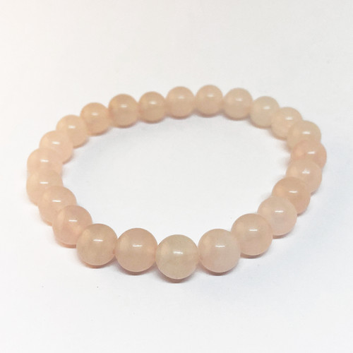A/AB Grade Rose Quartz 8mm Bead Bracelet on white background