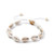 Cowrie Shell Adjustable Braided Anklet - white cord with howlite bead on white background