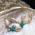 Cowrie Shell and White/Aqua Starfish Gold Cord Anklets
