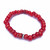 Red (Dyed) Shell Bead Stretch Bracelet on white background