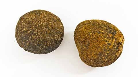 Pair of Moqui Marbles on white background