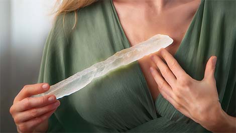 Woman Woman Cleansing with Selenite Wand