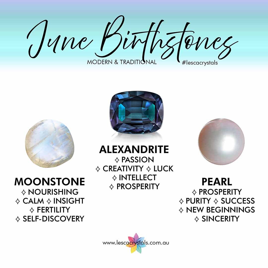 June Birthstones Pearl Moonstone Alexandrite