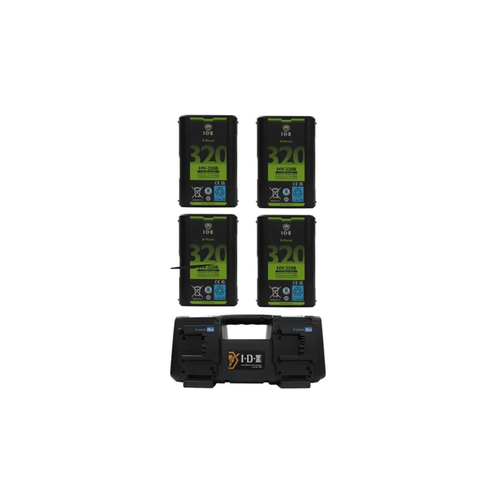 IDX 4 x HV-320B Batteries, 1 x BL-4SX 4Ch. Simultaneous B-Mount Charger