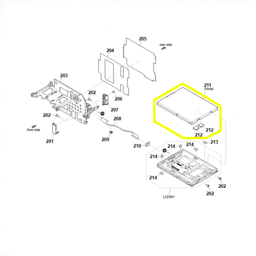 Sony A7R V ILCE-7RM5 LCD Rear Panel Cabinet Cover Spare Replacement Part