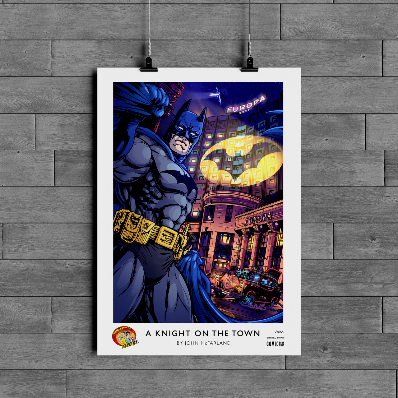 COMIC BOOK GUYS EXCLUSIVE A KNIGHT ON THE TOWN LIMITED A3 BATMAN PRINT
