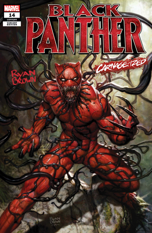 BLACK PANTHER #14 RYAN BROWN CARNAGE-IZED VARIANT SIGNED