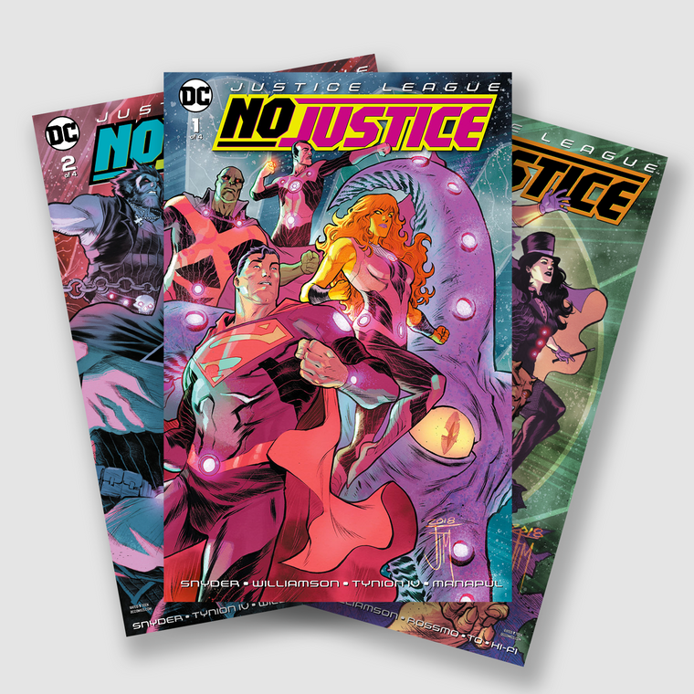 JUSTICE LEAGUE NO JUSTICE COMPLETE FOUR PART COMIC SET