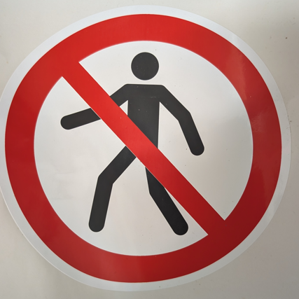 No Pedestrian Warning Labels. Self-Adhesive