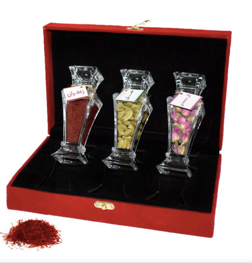 Box of saffron, rose and cardamom  باکس زعفران گل، سرخ و هل شاهانه