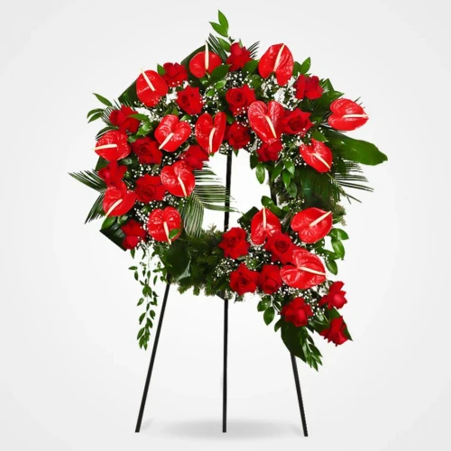 Sorgol Roses Flower Wreath تاج گل رز و آنتوریوم سورگل