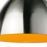 Firstlight Cafe Modern Style 25cm Pendant Light Brushed Steel and Orange Inner 2