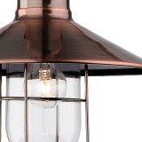 Firstlight Crescent Retro-Industrial Style 27cm Pendant Light in Antique Copper and Clear Glass 2