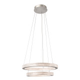Firstlight Diamond Modern Style LED 2-Ring Pendant Light 43W Warm White in Aluminium and Prismatic 1